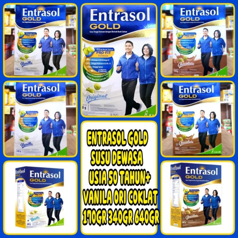 

ENTRASOL GOLD SUSU DEWASA/LANSIA 50 TAHUN KE ATAS RASA VANILA ORIGINAL COKLAT 170GR 340GR 580GR