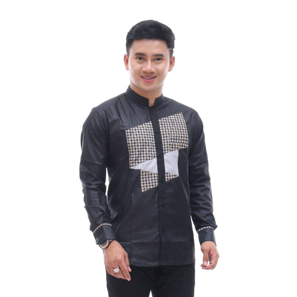 Baju koko pria remaja dewasa kombinasi batik lengan panjang model terbaru