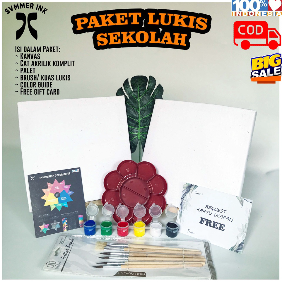 

Ready Stock [SALE] PAKET LUKIS SEKOLAH / Kanvas Lukis 30x30 / Palet / Kuas / BRUSH/ Cat Acrylic Akrilik/ Easel / perlengkepan melukis anak lengkap canvas satu set alat menggambar