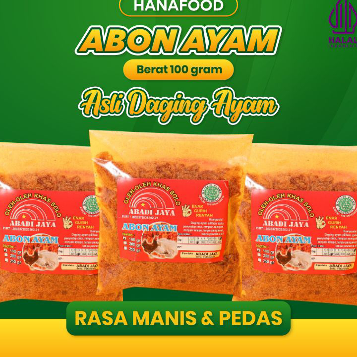 

Harga Murah ABON AYAM ORIGINAL & SPICY | ABON AYAM RASA ORIGINAL DAN RASA PEDAS | A011