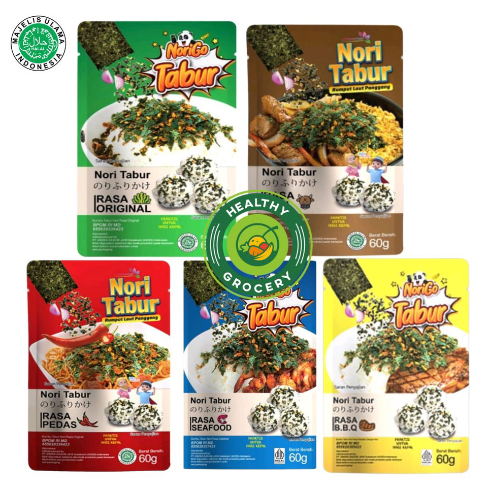 

Super Promo Norigo Tabur Nori Tabur Rasa BBQ / Original / Pedas / Sapi / Seafood 60gr JAVA SUPER FOOD RUMPUT LAUT TABUR