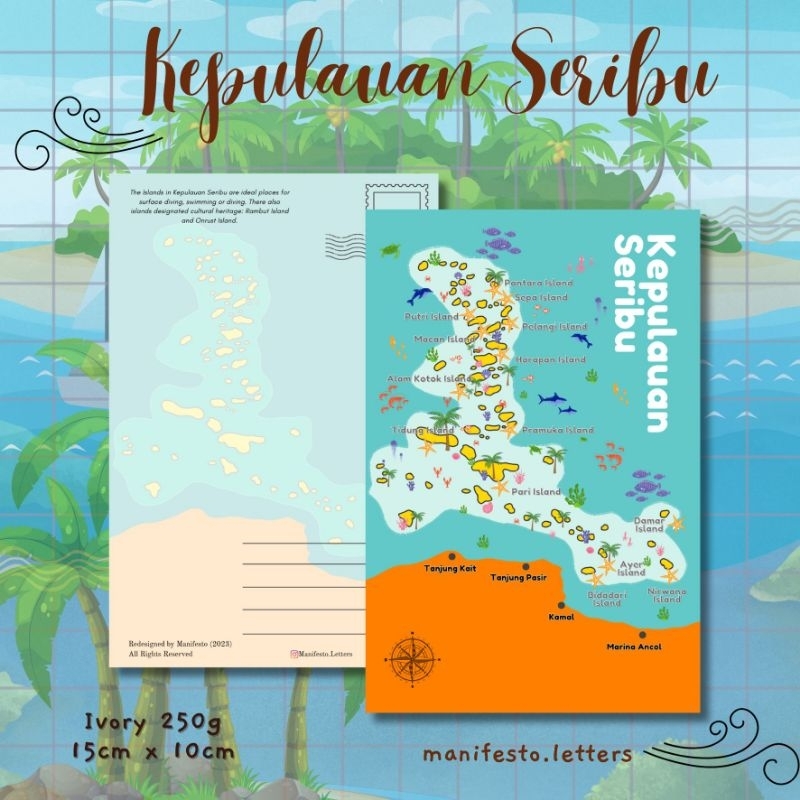 

Postcard Peta Pulau Seribu | Kartupos Peta Tourism | Kepulauan Indonesia