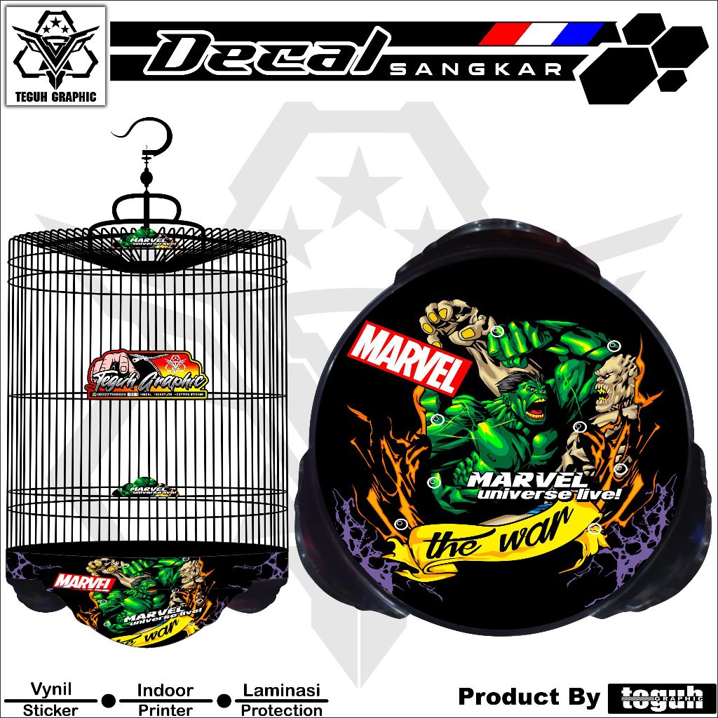 Stiker Sangkar Murai Motif Hulk Decal Sangkar Murai
