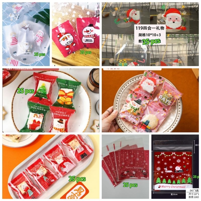 

plastik kemasan cookies 25pcs/plastik edisi natal/plastik makanan