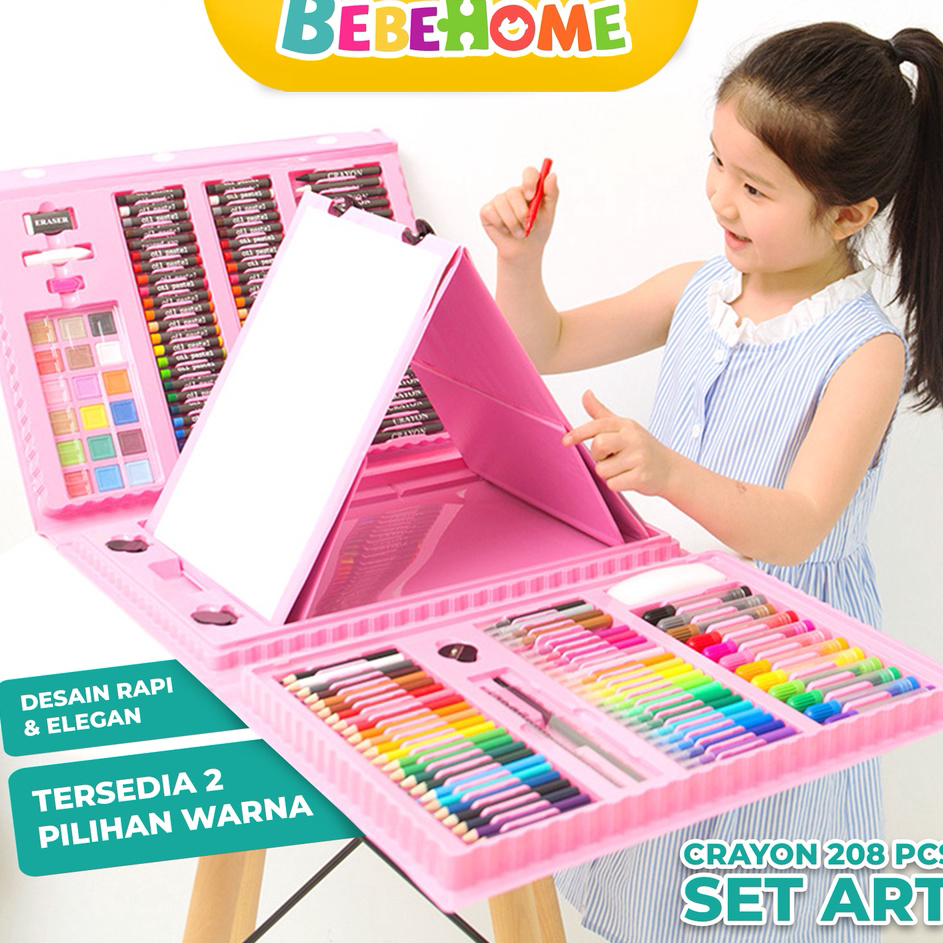 

➷➷✻✫ Bebehome Crayon Anak Pengasah 208pcs Set Alat Menggambar Melukis anak Crayon Cat Air Pensil