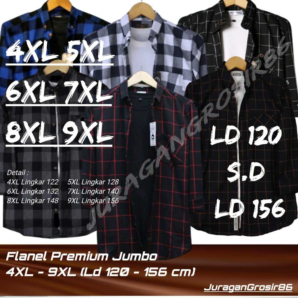 Flanel Pria Wanita Couple Lengan Panjang Standar Jumbo Oversize Ld 120 Ld 130 Ld 140 Ld 156 Kualitas