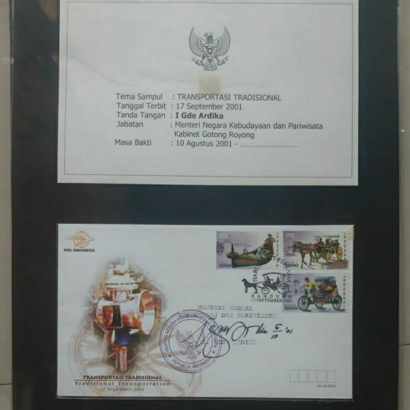 

Perangko prangko SHP seri transportasi tanda tangan menteri kebudayaan & Pariwisata