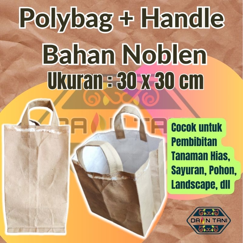 Polibag / Polibek / Polybag dengan Handle (Pegangan) dari Bahan Karung Noblen 30 x 30 cm