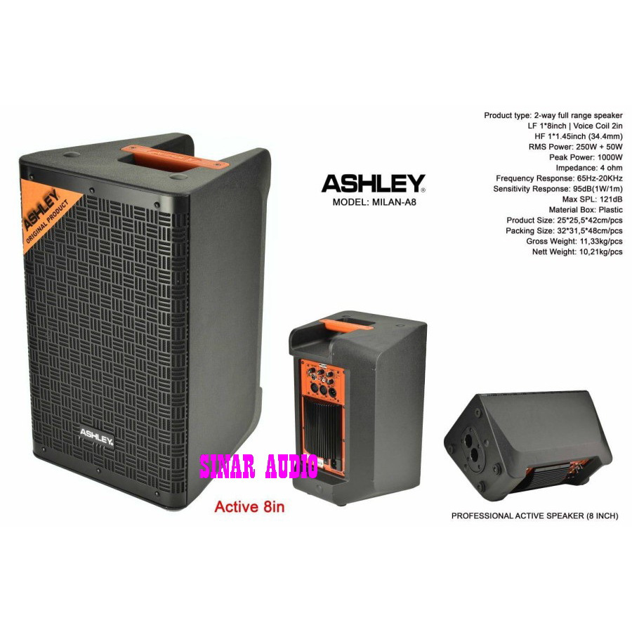 SPEAKER AKTIF ASHLEY MILAN A8 ASHLEY MILANA8 8 INCH ORIGINAL