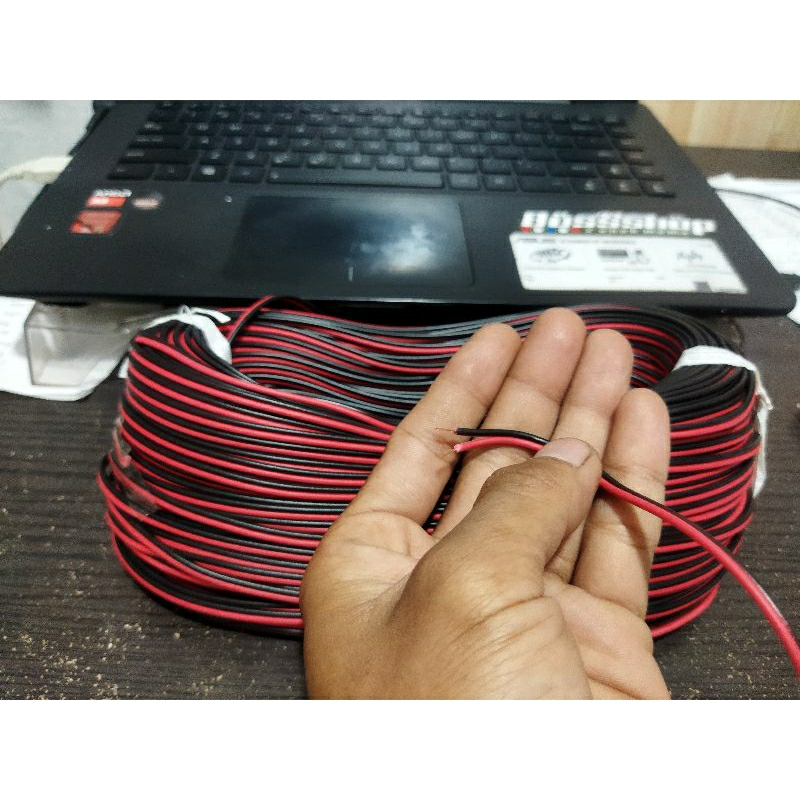 Kabel Serabut Double 2x14 - Meteran / Merah-Hitam Kabel Lampu Variasi Kabel Serbaguna