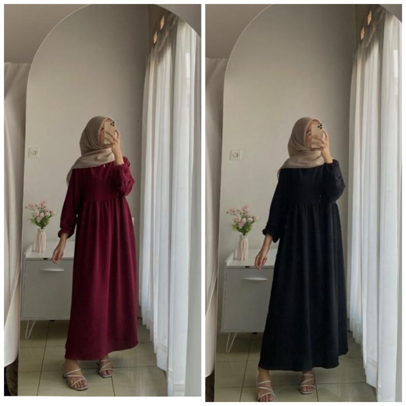 Nuwa MIDI Dress // Dress Crincle Airflow Terlaris 2023