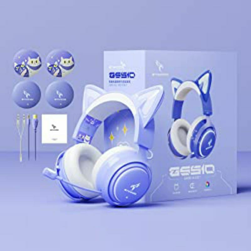 SOMIC GS510 Gaming Headset, Cat Ear Headset PC Gaming Headphones with Retractable Mic Noise Cancelli