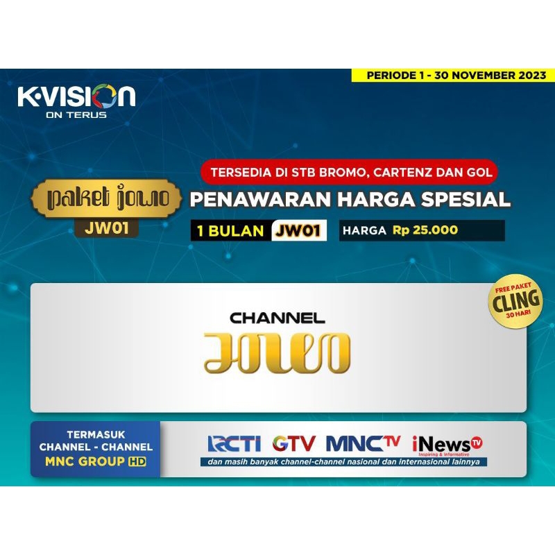 Paket Jowo K-Vision  Bromo Cartenz Gardiner Optus Lgsat