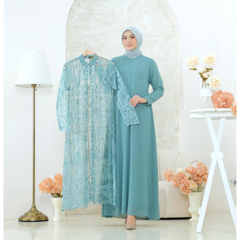 Dres Outer Pesta Dres Muslim Payet Tile Dan Ceruty Gamis Terbaru Bisa Lepas Pasang