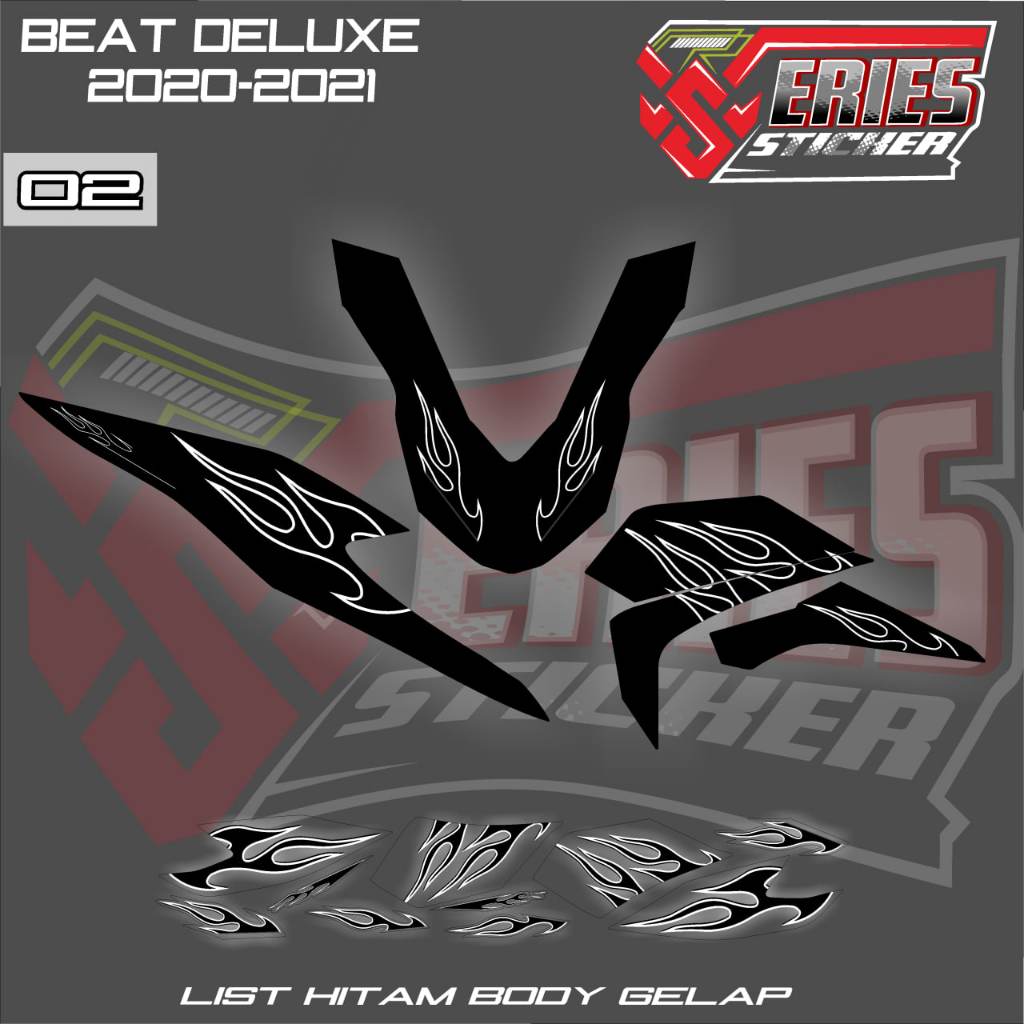 (cod) STIKER STRIPING BEAT DELUXE 2020-2021TRANSPARAN PREMIUM KEREN LIS VARIASI STIKER MOTOR HONDA