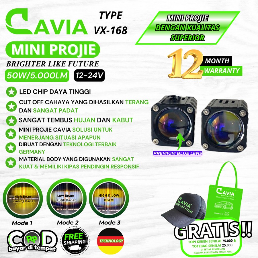MINI PROJIE MOBIL SUPER TERANG LAMPU TEMBAK LED LASER PROJEKTOR FOGLAMP PREMIUM CAVIA