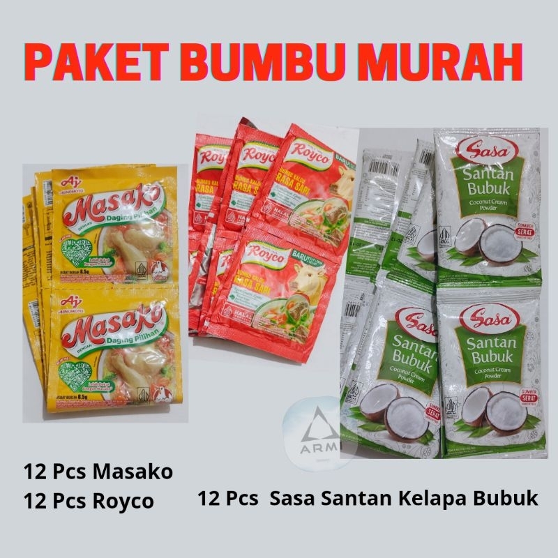 

PAKET BUMBU Masako, Royco, Santan Bubuk Kelapa