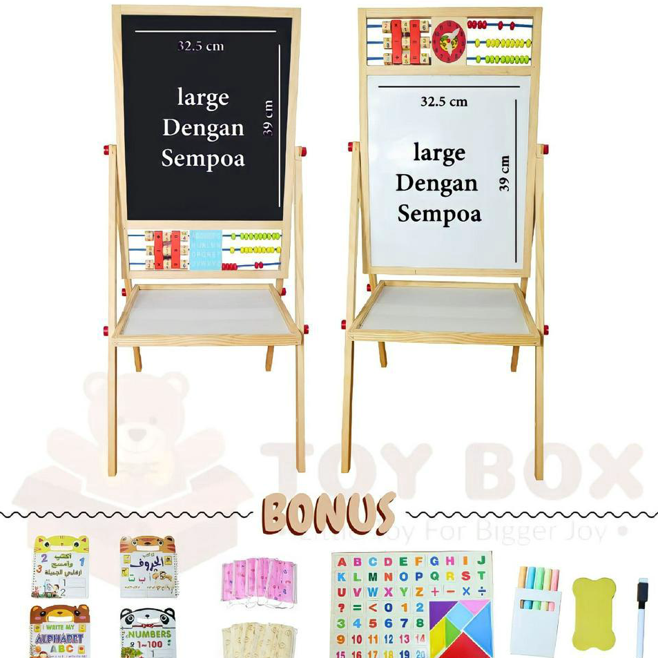 

➘✣✰ Mainan Uk Large 2in1 Magnetic Education Board - ( Black dan Whiteboard ) Papan Tulis Besar Belajar / Menggambar / Berhitung Anak Dengan Sempoa Berhitung Model Berdiri Besar