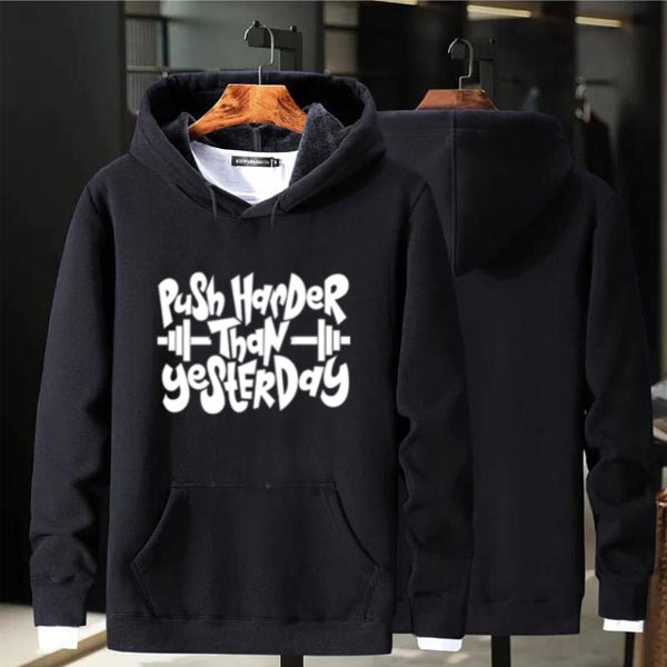 Jaket Hoodie Push Harder Than Yesterday Hoodie Jumper Bahan Cotton Fleece
