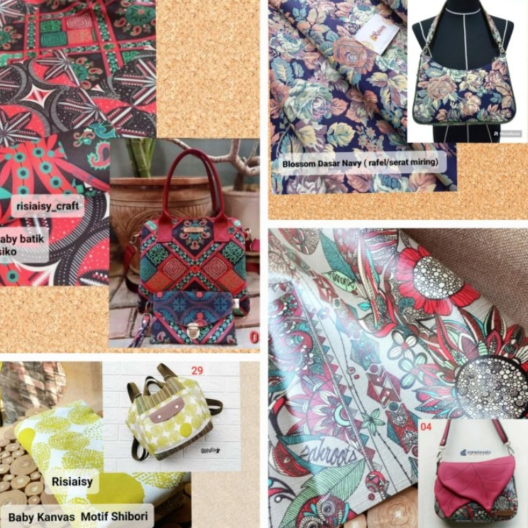 Langsung pesanv2V6h Kain Kanvas Motif  Bahan Craft Tas Sepatu ( size 50cm*145cm/150cm)