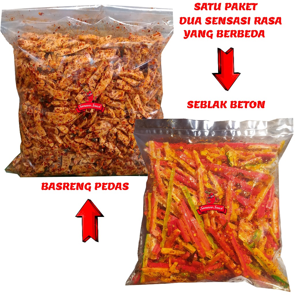 

SATU HARGA 2 RASA basreng pedas daun jeruk & seblak beton cikruh