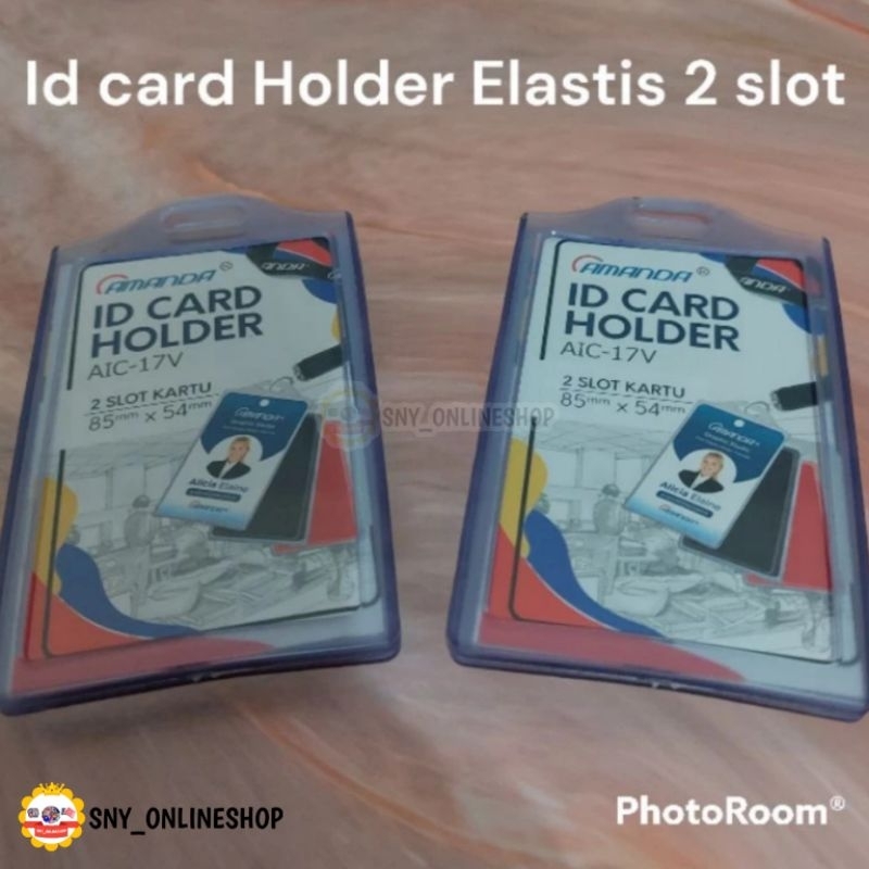 

10pcs Tempat ID Card Holder T-017 Karet 2 Slot Sisi Casing ID Card Bening Amanda