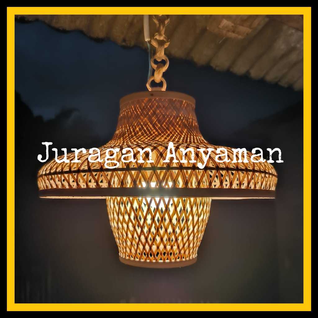 Kap Lampu Gantung Estetik Model B Bambu Anyaman Dekorasi Ruangan Minimalis Cafe Resto Resort Villa H
