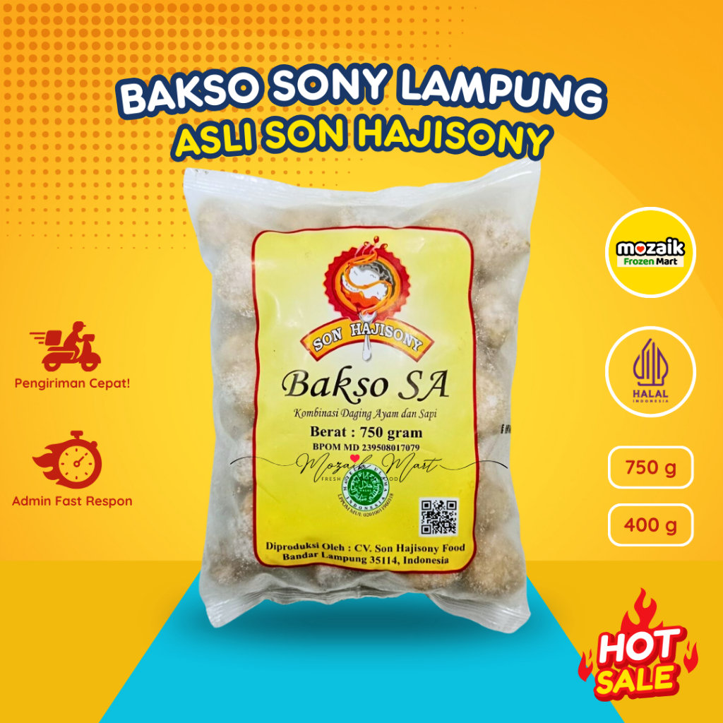 

Bakso Sony Lampung Asli Original Son Hajisony Sapi/Kombinasi Sapi Ayam (SA) FREE Bumbu Bakso Frozen