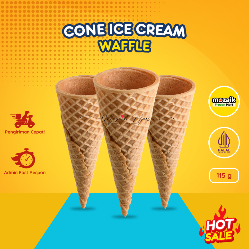 Cone ice cream waffle isi 10pcs - Cone ice cream mixue / Aice sugar cone / Cone es krim / Cone waffle mixue