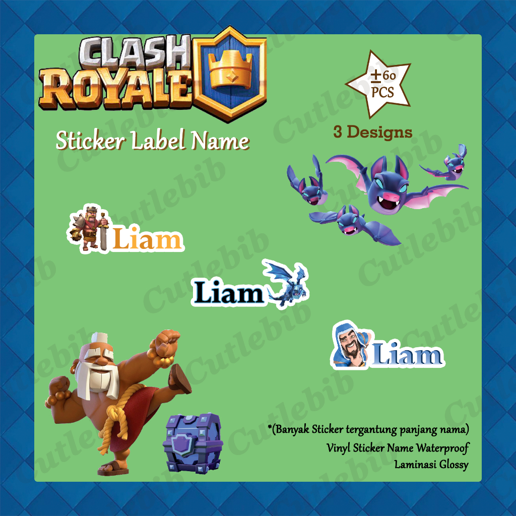 

Stiker Nama Anak - Label Nama - Clash Royal