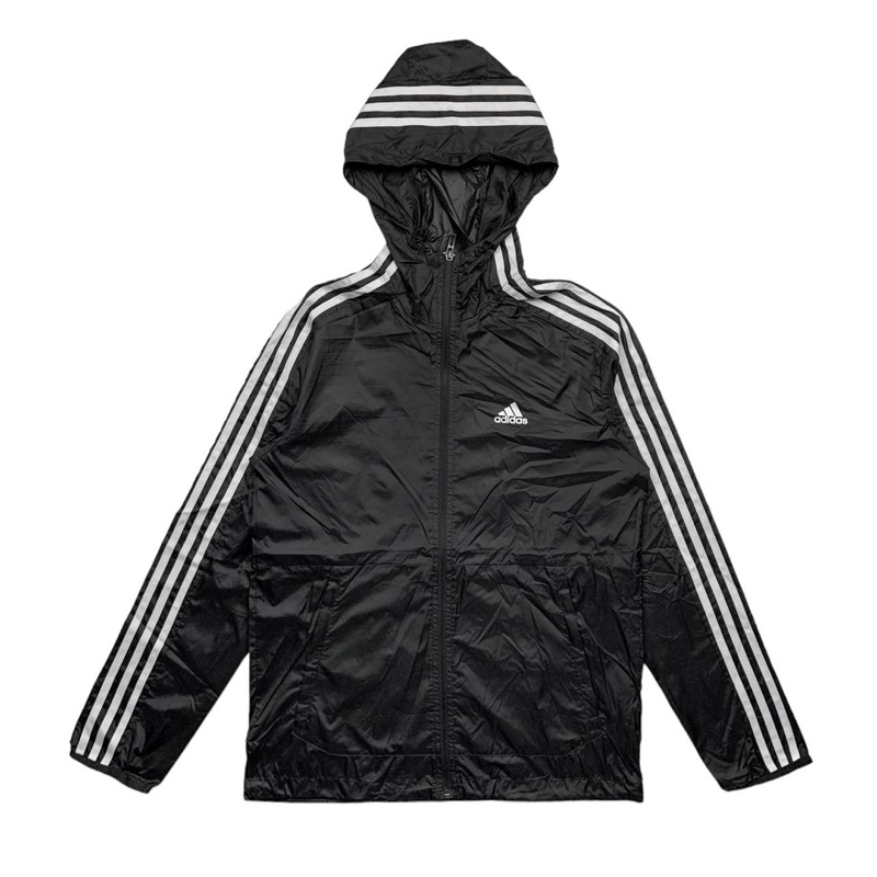 ADIDAS ESSENTIAL 3 STRIPES WINDBREAKER JACKET (BLACK)