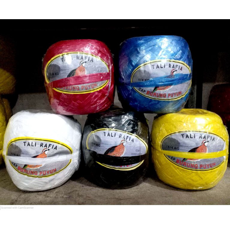

DISKON BRANDS FESTIVAL Tali Rafia Cap Burung Puyuh 250 Gram Warna Warni Merah Biru Hijau Hitam Putih Kuning 1/4kg