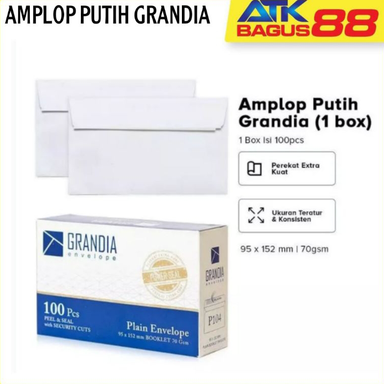 

8.8 HARGA GROSIR 100 Lembar Amplop Putih Grandia 104 Polos/Amplop Polos 1Box/Amplop
