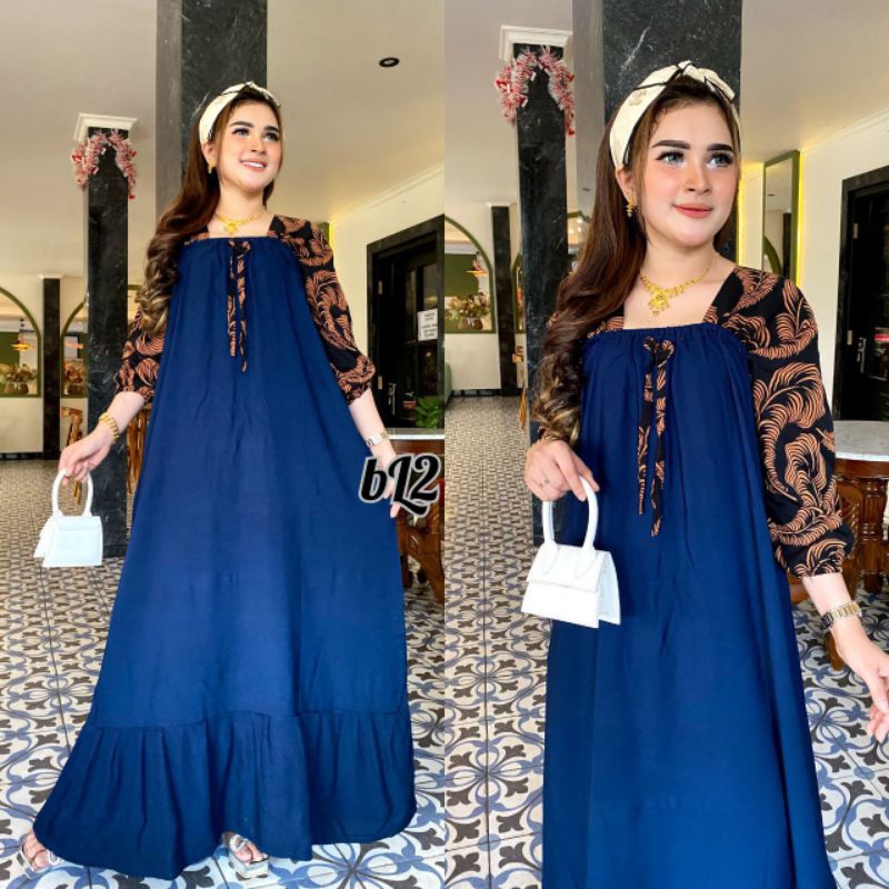 Gamis Rempel Rayon Gamis Ruffle Homey Dress Rayon Polos Kombinasi