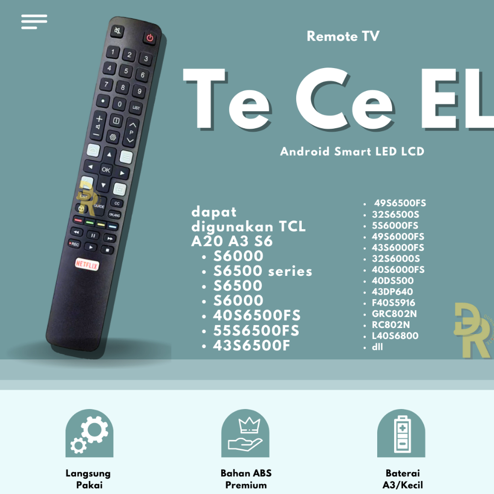 Terlaku... Remot Remote Smart TV Tcl RM-804 A20 A3 S6 Tanpa Setting YZN