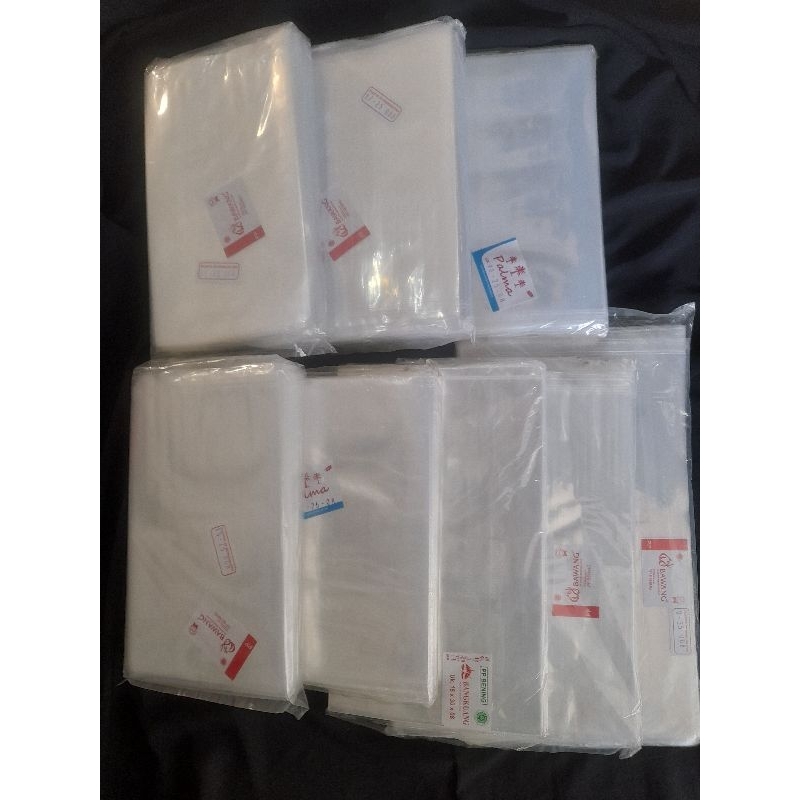 Plastik PP Bening  tebal 0,08 ukuran 15 x25 / 17x25 / 18x25 / 18x30 / 20x30 / 20x35