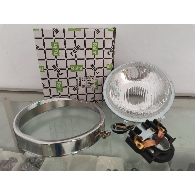 Reflektor vespa super 66 set lampu depan vespa super 66 bulat set