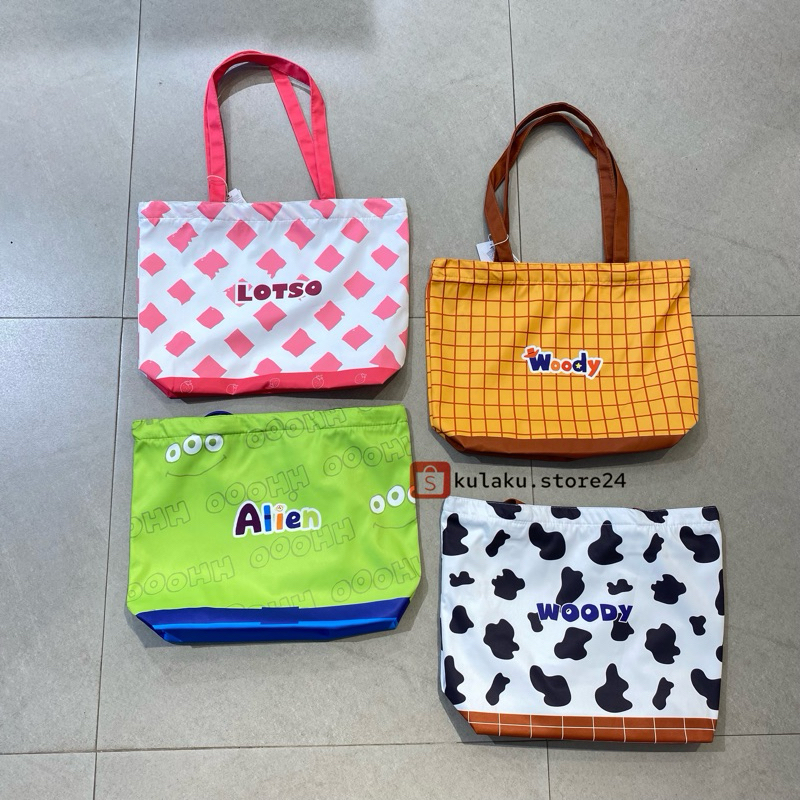 MINISO X TOY STORY Collection Shopping Bag with zipper /Tote bag miniso / tas bahu miniso / shoulder