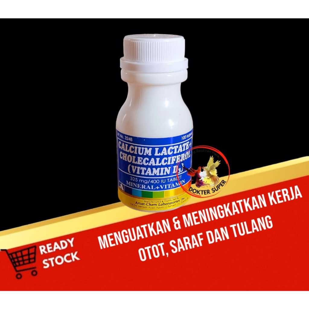 Calcium Lactate Vitamin D3 Suplemen Kalsium untuk Ayam dan Burung