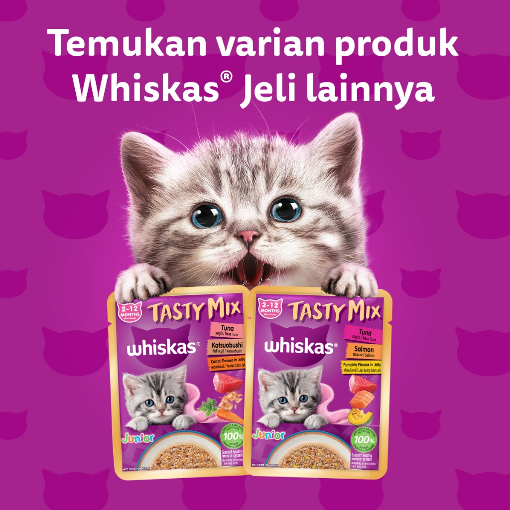 Whiskas Tasty Mix Jelly Makanan Kucing Basah Pouch Junior 70 gr - Isi 7