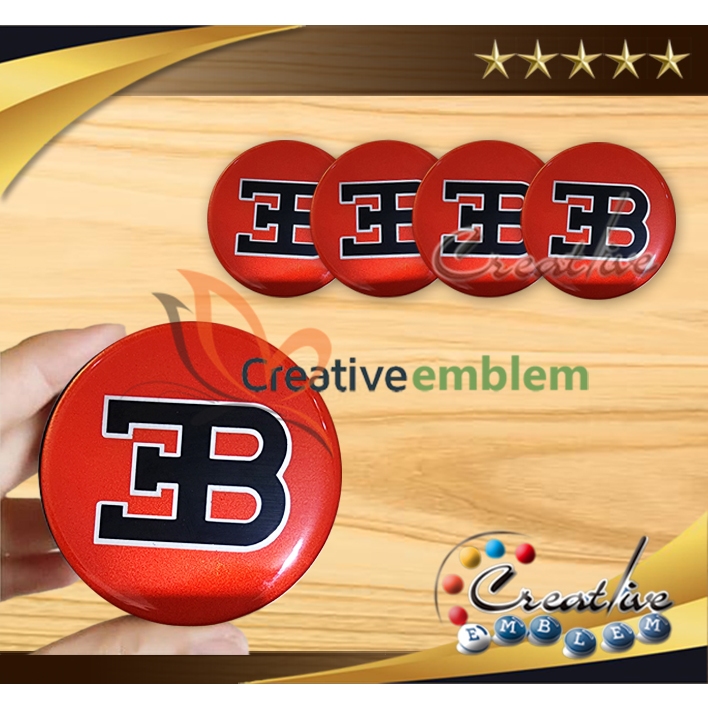Sticker Timbul Tutup Dop Velg BBS BUGATI Merah 4 Pcs