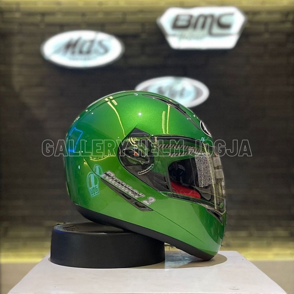 KYT Runner 2 Solid Green Kawasaki / Helm KYT / Helm Full face / Helm Double visor / helm kacamata