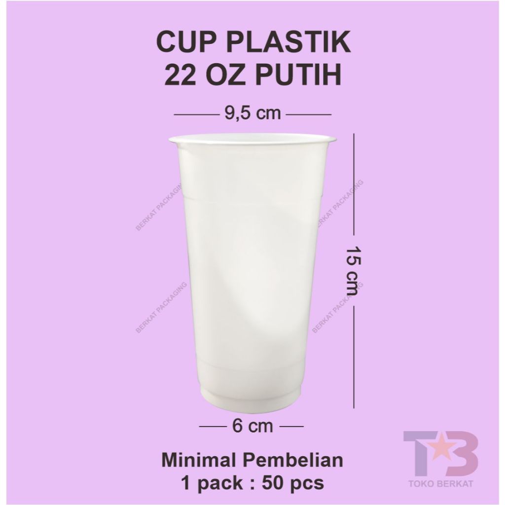 Cup Plastik 22oz Putih Susu isi 50 pcs / Cup Ice 660ml / Gelas Plastik / Cup Es Teh / Gelas Plastik