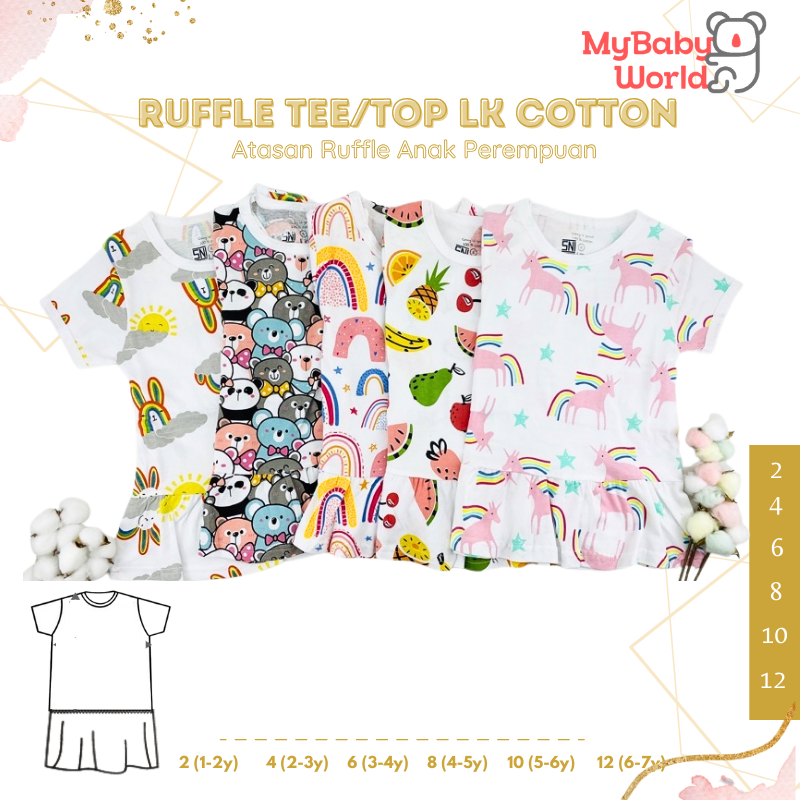 MBW - Ruffle Tee LK Cozy is Good Atasan ruffle Baju Anak size 2 - 12
