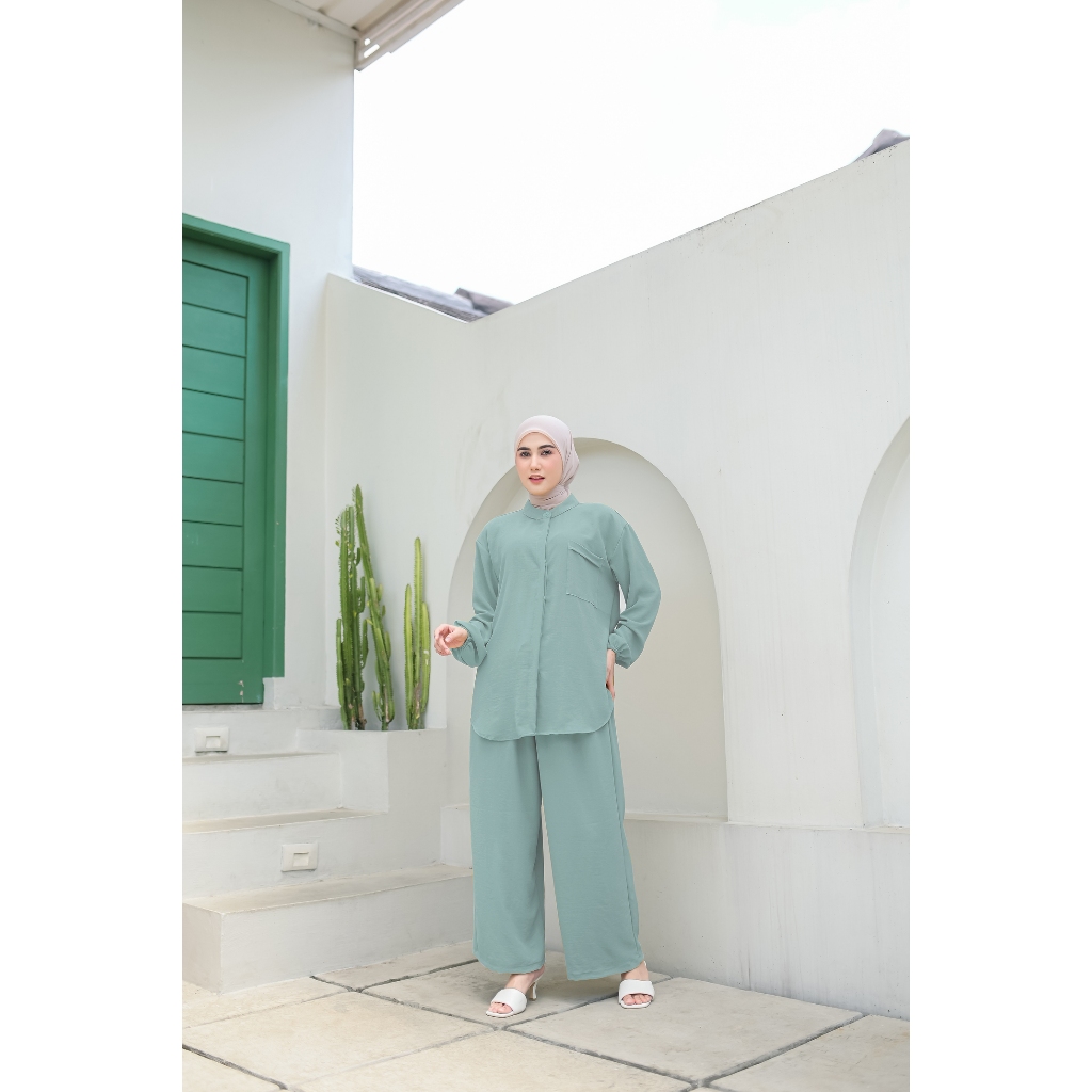 SET ADINA - one set wanita kekinian korea hijab one set wanita korean style hijab kekinian pajamas w