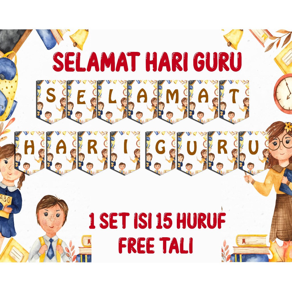 BANNER SELAMAT HARI GURU HIASAN BUNTING FLAG HARI GURU