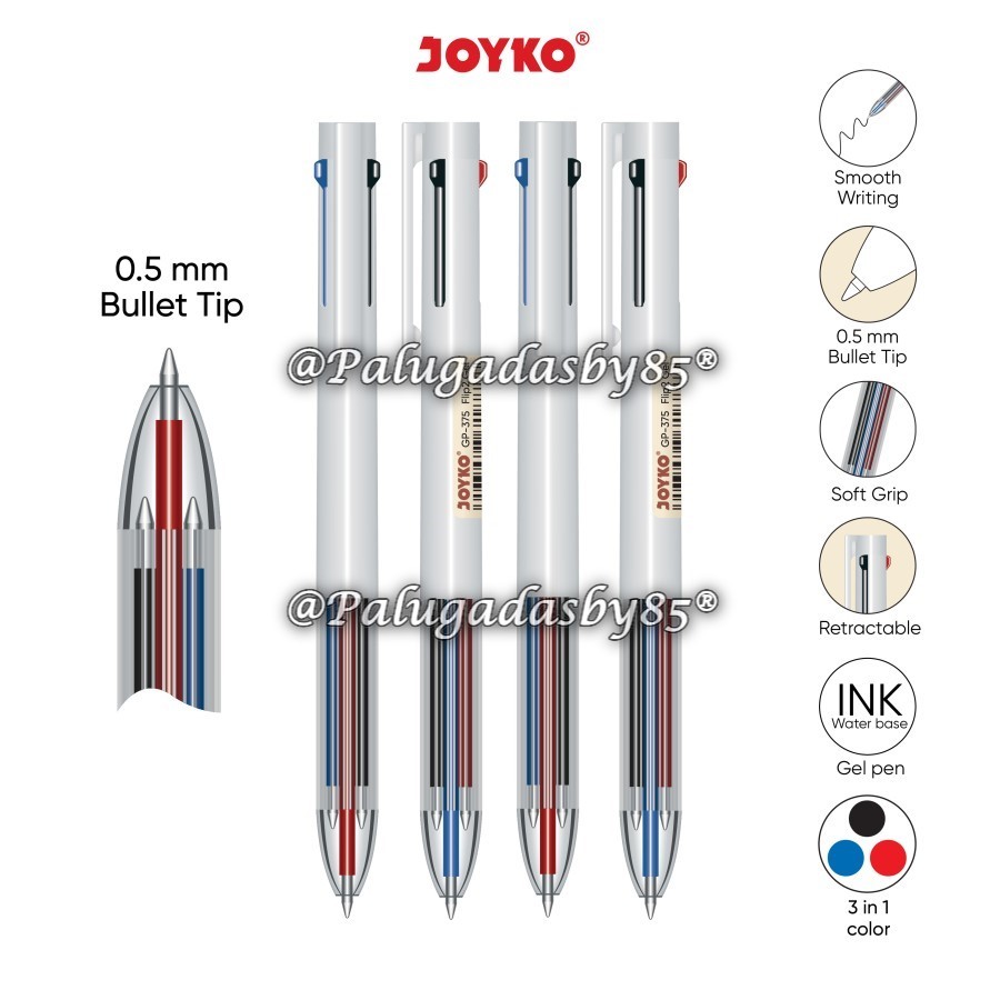

(1 Biji) GROSIR Gelpen JOYKO GP-375 Flip2 Gel 3 In 1 Color 0.5 Gel Pen Bolpen Joyko GP-375 (1 Biji)