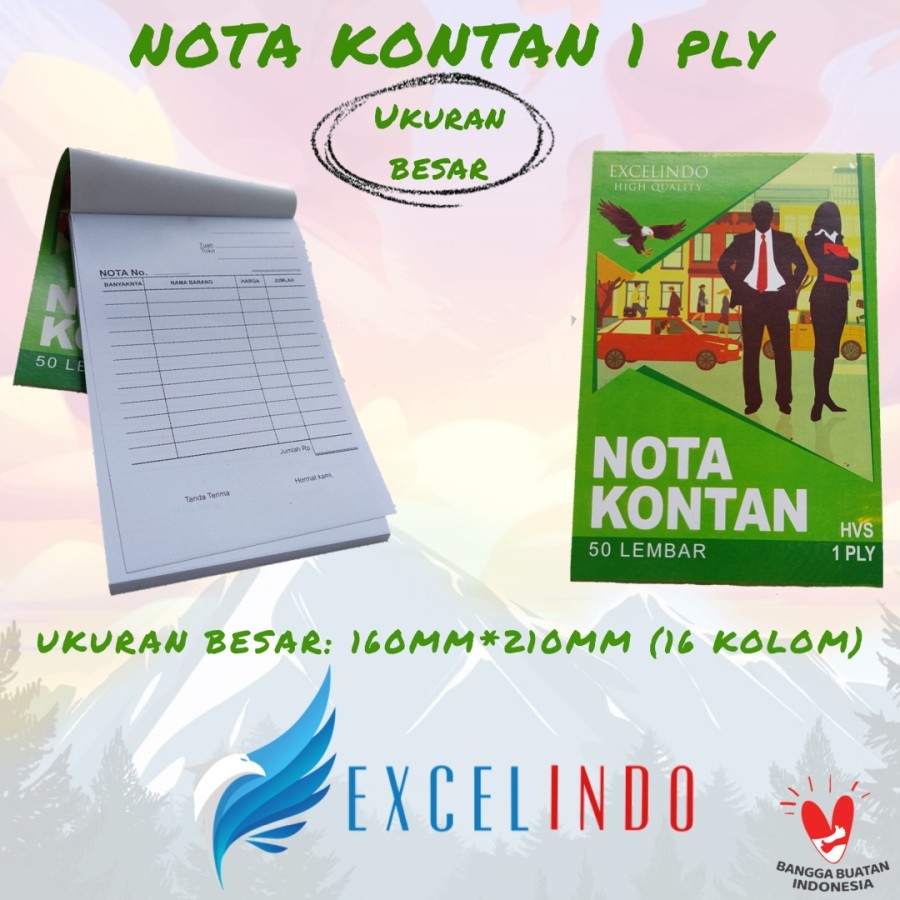 

NOTA KONTAN 1 PLY HVS UKURAN BESAR 160MM X 210MM / NOTA KONTAN 1 PLY HVS / NOTA KONTAN 1 PLY BESAR