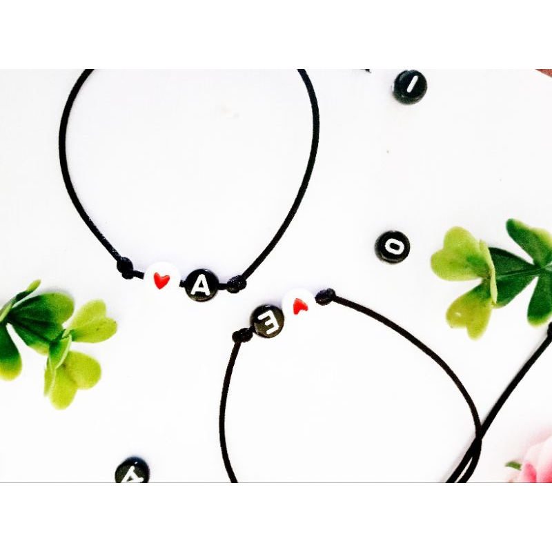 Gelang inisial huruf & Love/ Gelang tali simpul couple