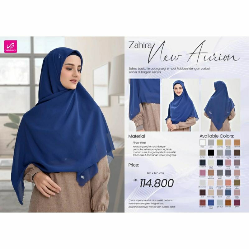 Rabbani - Zahira New Aurion XL || Kerudung Segi Empat Jumbo || Kerudung Segi Empat Polos || Kerudung